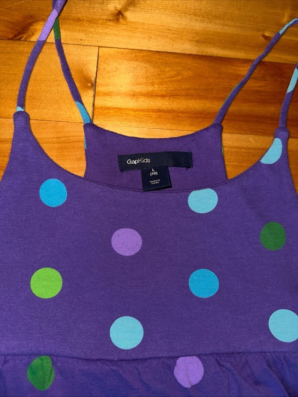 Gap kids Purple Polka Dot Tiered Spaghetti Strap Dress